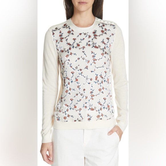 Tory Burch Sweaters - Tory Burch Marcella dainty bloom merino Sweater S